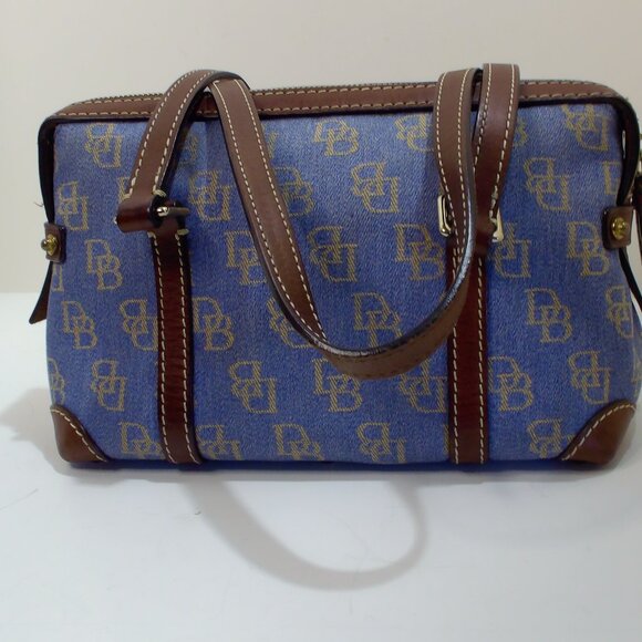 Dooney & Bourke Denium and Brown Leather Trim Satchel/Shoulder Bag, Small. - Picture 2 of 7